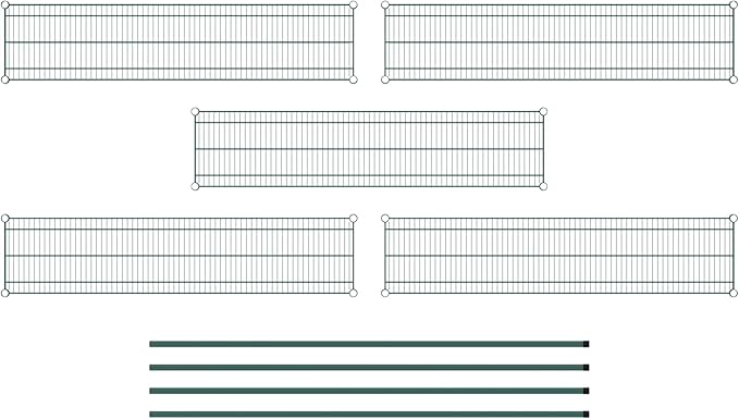 Commercial NSF Listed Green Epoxy Stationary Wire Shelving Kit 14" x 60" x 74", with 5 Shelves Perfect for Warehouse, Walk-in Refrigerator, Freezer, Grocery Store, Restaurant, Dishroom