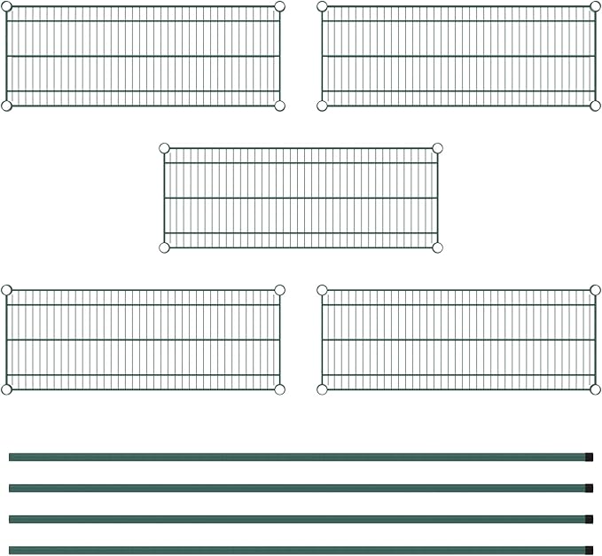 Commercial NSF Listed Green Epoxy Stationary Wire Shelving Kit 14" x 36" x 74", with 5 Shelves Perfect for Warehouse, Walk-in Refrigerator, Freezer, Grocery Store, Restaurant, Dishroom