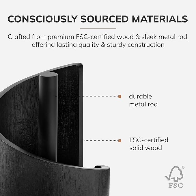 Anji Mountain Paper Towel Holder Countertop with Mango Wood Round Base and Iron Holder,Holder Stand for Kitchen Roll Organize,Wooden Paper Towel Holder for Kitchen Dining Table Home Decor