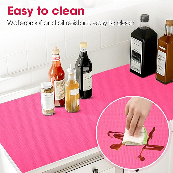 ALIUNI Drawer and Shelf Liner, Non-Slip Kitchen Cabinet Liners Non-Adhesive Thick Strong Grip Waterproof Washable Mats Protect Dresser Shelves Cupboard Bathroom Cabinets, Fuchsia, 18 in X 20 FT
