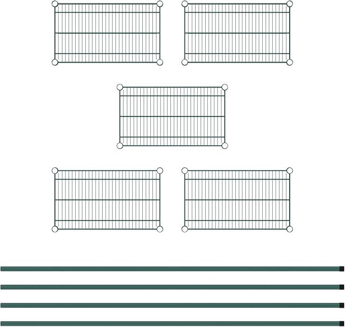 Commercial NSF Listed Green Epoxy Stationary Wire Shelving Kit 14" x 24" x 74", with 5 Shelves Perfect for Warehouse, Walk-in Refrigerator, Freezer, Grocery Store, Restaurant, Dishroom