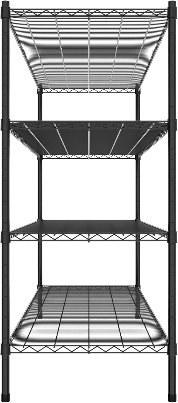 Commercial NSF Listed Black Epoxy Stationary Wire Shelving Kit 24" x 72" x 54", with 4 Shelves Perfect for Warehouse, Walk-in Refrigerator, Freezer, Grocery Store, Restaurant, Dishroom