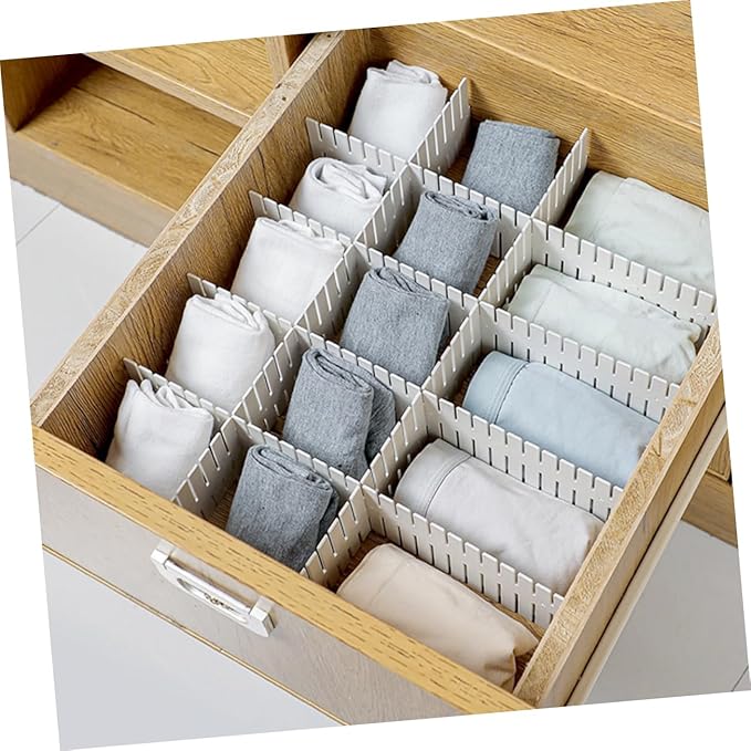 12pcs Adjustable Plastic Drawer Dividers Sub Organizers for Socks Underwear Makeup Kitchen Storage Versatile Storage