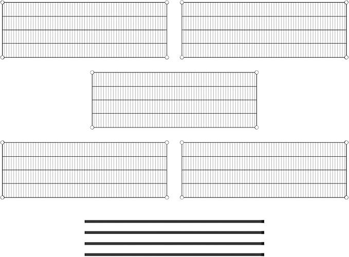 Commercial NSF Listed Black Epoxy Stationary Wire Shelving Kit 21" x 60" x 64", with 5 Shelves Perfect for Warehouse, Walk-in Refrigerator, Freezer, Grocery Store, Restaurant, Dishroom