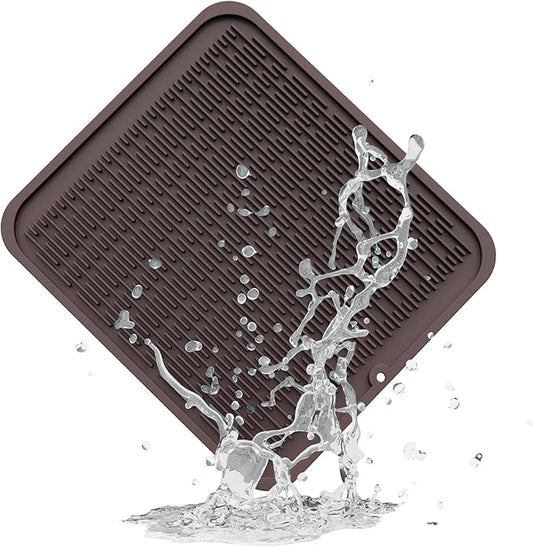 ZLR Large Silicone Dish Drying Mat (16" x 18") - XL Heavy Duty Drainboard Mat for Pots, Pans & Family Loads - Heat Resistant Trivet & Counter Protector, Easy Clean (Coffee)