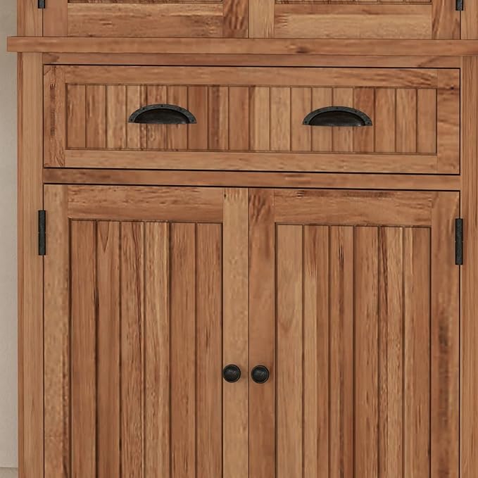 Homestyles Nantucket Natural Wood Pantry with Four Doors