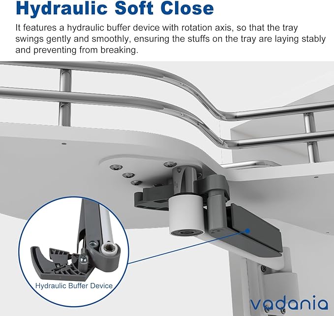 VADANIA Left Swing Pull Out Organizer for 32" Blind Corner Kitchen Cabinet, 2 Tiers Swing Tray, Soft Close, Left Handed Open
