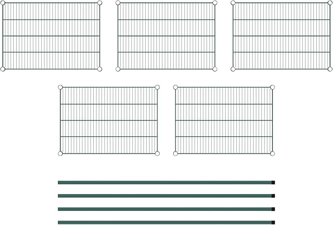 Commercial NSF Listed Green Epoxy Stationary Wire Shelving Kit 21" x 30" x 64", with 5 Shelves Perfect for Warehouse, Walk-in Refrigerator, Freezer, Grocery Store, Restaurant, Dishroom