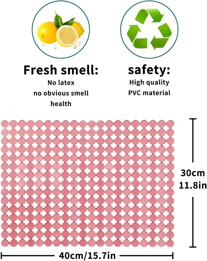 Qulable 2Pack Kitchen Sink Mat for Stainless Steel/Ceramic Sinks, PVC Eco-friendly Protectors for Bottom of Kitchen Sink, Adjustable, Fast Draining, Dots Design, 11.8x15.7 (Pink)