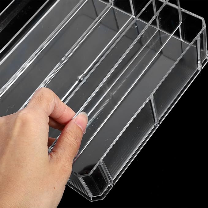 Cash Drawer Tray with Multiple Compartments Clear Acrylic Cash Storage Box for Organized Money and Coin Management in Retail and Home 7.08X7.00X1.96In