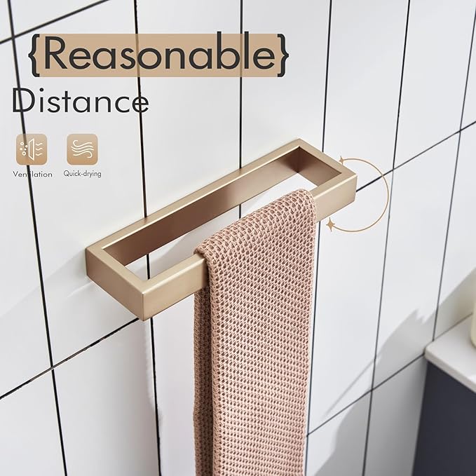 KOKOSIRI Towel Ring Wall Mount Hand Towel Racks 9-Inch Kitchen Holder Bathroom Hardware Champagne Bronze Stainless Steel, 2 Pack B4008CPG-L9-P2