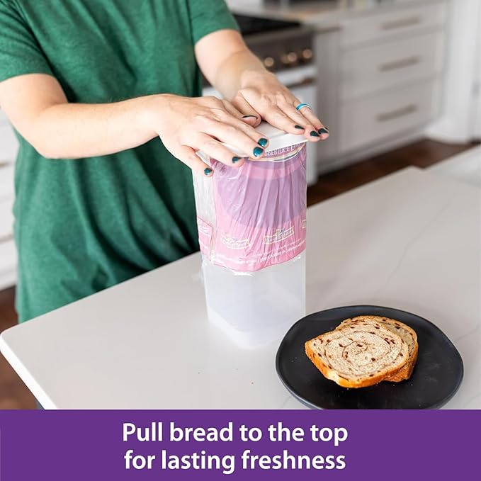 Buddeez Bread Buddy for Small Specialty Loaves, Bread Box, Bread Container, Fresh Bread Dispenser – White Lid