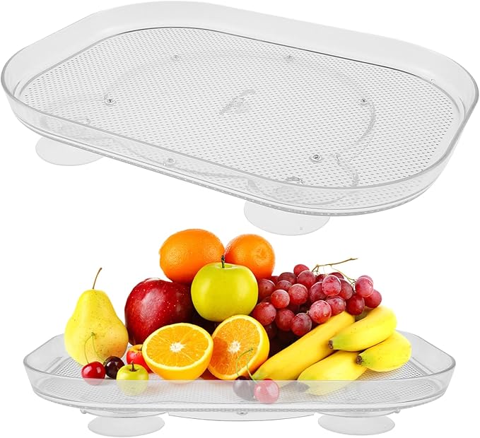 Txkrhwa Lazy Susan Turntable Organizer for Refrigerator 360 Degree Rotating Rack Clear Rectangular Turntable Tray Spice Rack for Kitchen Cabinet Countertop Pantry(Small 26 * 35cm)
