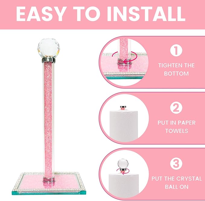 Crystal Paper Towel Holder Countertop Bling Pink Paper Towel Holder Stand