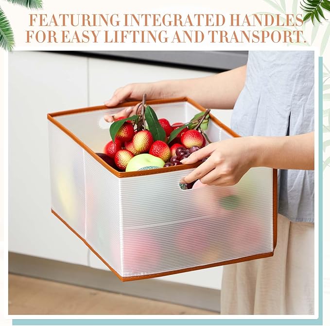 Chunful 4 Pcs Freezer Organizer Bins, Collapsible Deep Chest Freezer Organizer Bins with Handles 11.7'' x 15.7'' x 7.9'' Water Resistant for Bedroom, Pantry, Living Room, Fruits, Meats