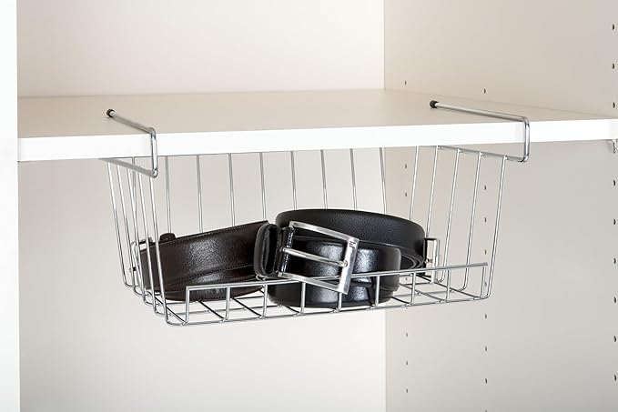 LTL Home Products More Inside Hanging Under Shelf Storage Basket, Small, Chrome