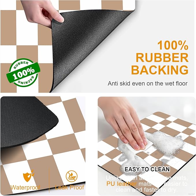 Dish Drying Mat & Coffee Mat for Kitchen Counter, Absorbent Microfiber Waterproof Mat with Non-Slip Backing, Multi-Size Multi-Color Options, Sink and Coffee Bar Accessories