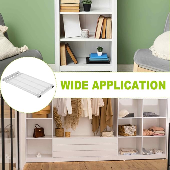HARFINGTON Expandable Closet Tension Shelf 18.9" to 31.5" Adjustable Closet Organizer 2.4" x 9.45" Flower Pattern Storage Rack for Wardrobe Cupboard Kitchen Bedroom