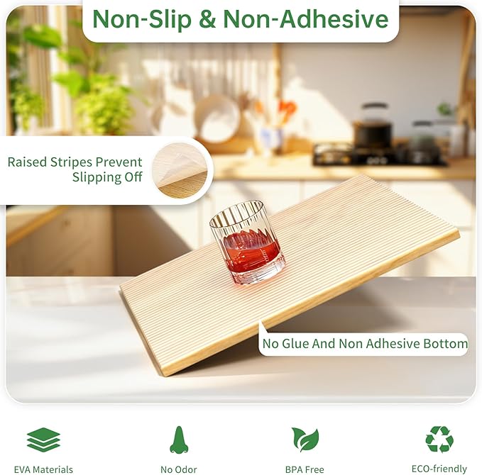 Shelf and Drawer Liner for Kitchen Cabinet, Non-Adhesive 24in x 120in Waterproof Durable Thickened EVA Material Easy-to-Cut Contact Paper Non Slip Mat for Refrigerator, Cupboard, Dresser