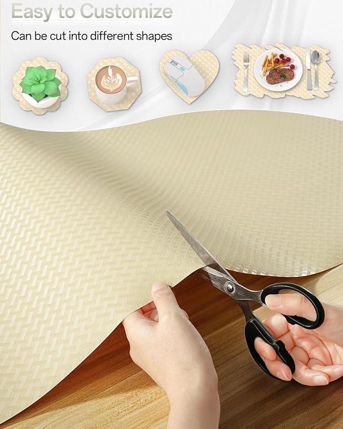 Shelf and Drawer Liner for Kitchen Cabinet, Non-Adhesive 24in x 240in Waterproof Contact Paper Refrigerator Liners Thickened Durable EVA Material Non Slip Mat for Dresser Cupboard Pantry Protector