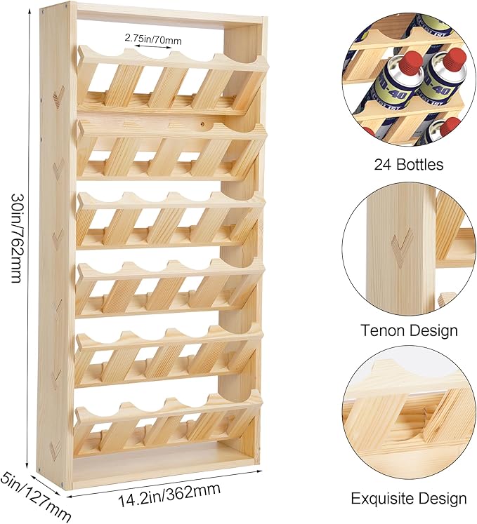 Yeshine 24-Can Spray Paint Storage Rack, Wooden Organization Rack for Paint and Lube, Craft Workroom Bottle Organizer, Wall Mount Aerosol Holder