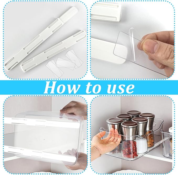 6 Pcs Adhesive Sliders for Cabinets Pull Out Drawer Organizer Accessories Pull Out Rail for Baskets,Bins,Cabinet,Shelves Basket Office Glide Cabinet Tracks Runner DIY Drawer Organizers Slides