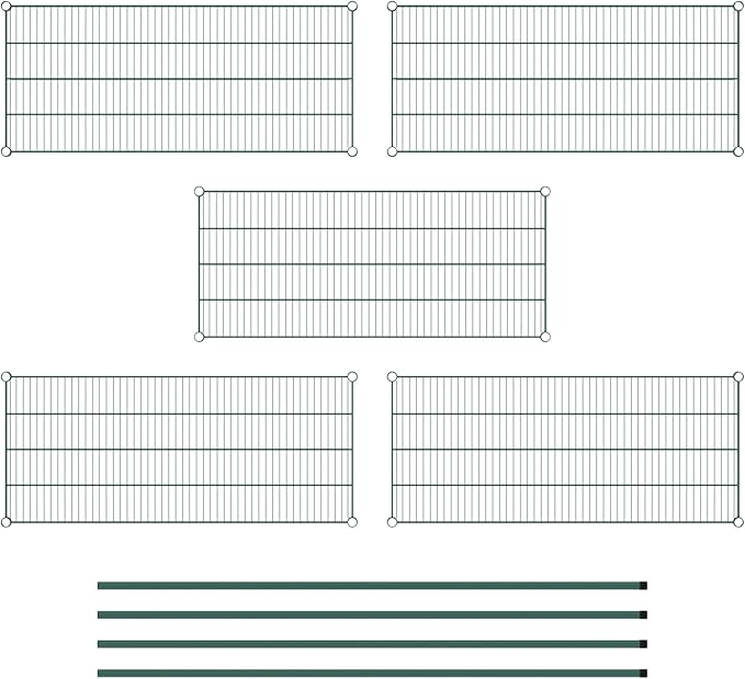 Commercial NSF Listed Green Epoxy Stationary Wire Shelving Kit 21" x 48" x 74", with 5 Shelves Perfect for Warehouse, Walk-in Refrigerator, Freezer, Grocery Store, Restaurant, Dishroom