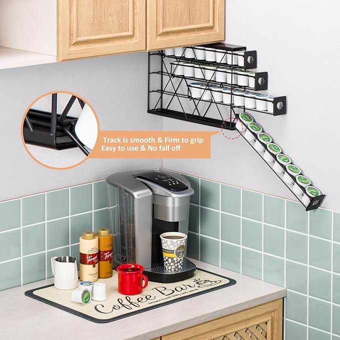 Rice rat k cup Holders for 4 Tier Coffee Pod Holder,Black Metal Space(32 pods)