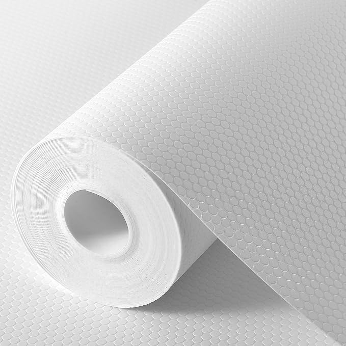 White Shelf Liners for Kitchen Cabinets Non Adhesive Drawer Liner for Bathroom Waterproof Refrigerator Liners for Shelves Fridge Plastic Mats Cabinet Cupboard Liner 17.5 x 78.7 Inches