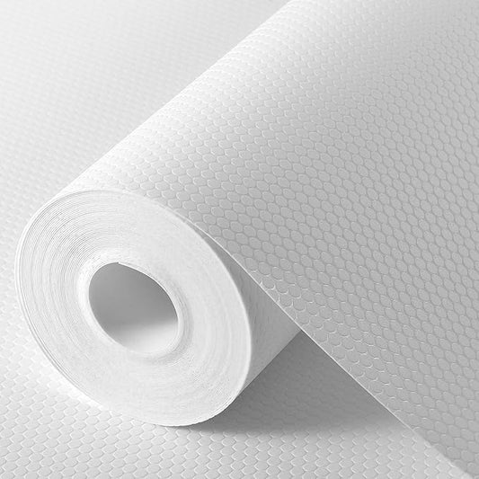 White Shelf Liners for Kitchen Cabinets Non Adhesive Drawer Liner for Bathroom Waterproof Refrigerator Liners for Shelves Fridge Plastic Mats Cabinet Cupboard Liner 17.5 x 78.7 Inches