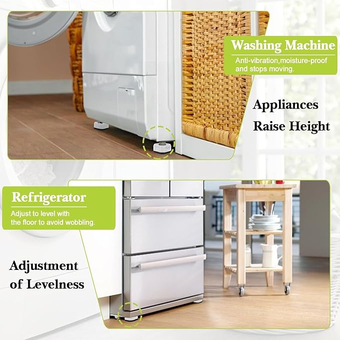 18 Pack Furniture Risers 1 Inch, Adjustable Bed Risers Heavy Duty for Table Desk Couch Chair Sofa Cabinet Bed Legs Dorm, Square Stackable Bed Raisers Blocks Lift Height 1", 2" or 3", White