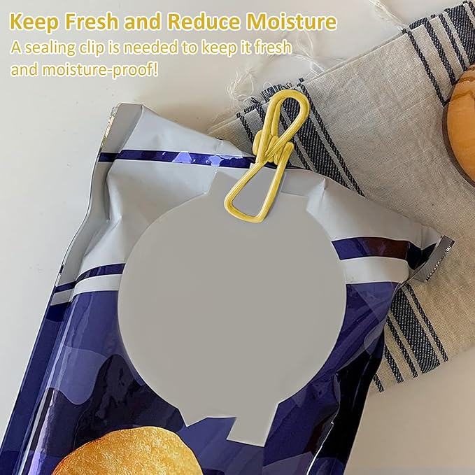 Multipurpose Metal Bag Clips - 2 Inch Colorful Sealer for Sealing Food, Paper Holder, Clothesline Clip for Laundry Hanging, Kitchen Bags (Yellow, 10PCS)