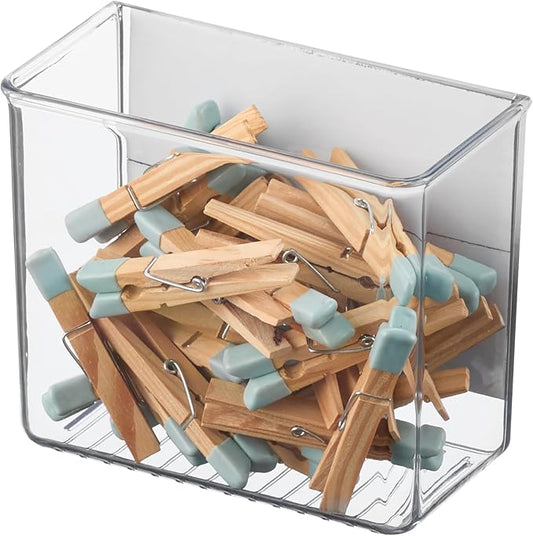 iDesign Magnetic Small Clear Plastic Organizer Bins for Laundry Room Storage