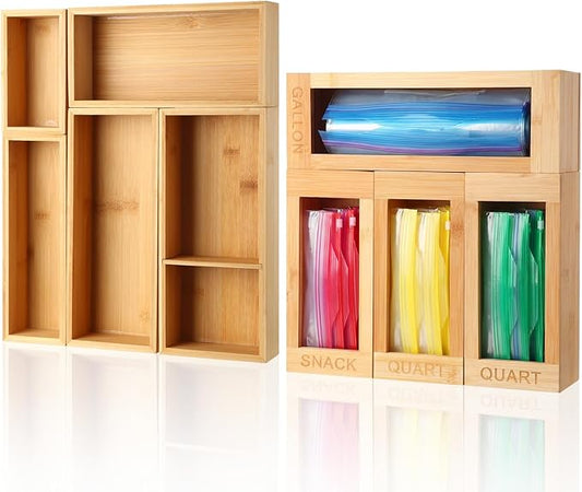 9 Pcs Kitchen Organization Set Including 5 Utensil Drawer Organizer 4 Storage Bag Organizer Multifunctional Storage for Kitchen, Office, Jewelry, Bedroom