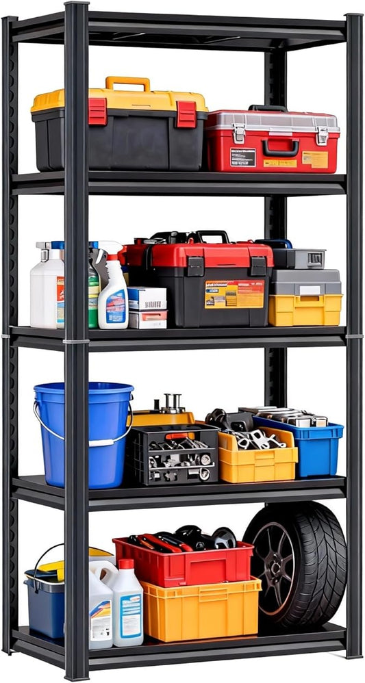 Metal Garage Shelving Unit, Heavy Duty 5-Tier Adjustable Storage Rack, Steel Shelving,2000 lbs Capacity, Industrial Shelves for Heavy Tools and Equipment (5-Tier 71" H x 32" W x 14" D)