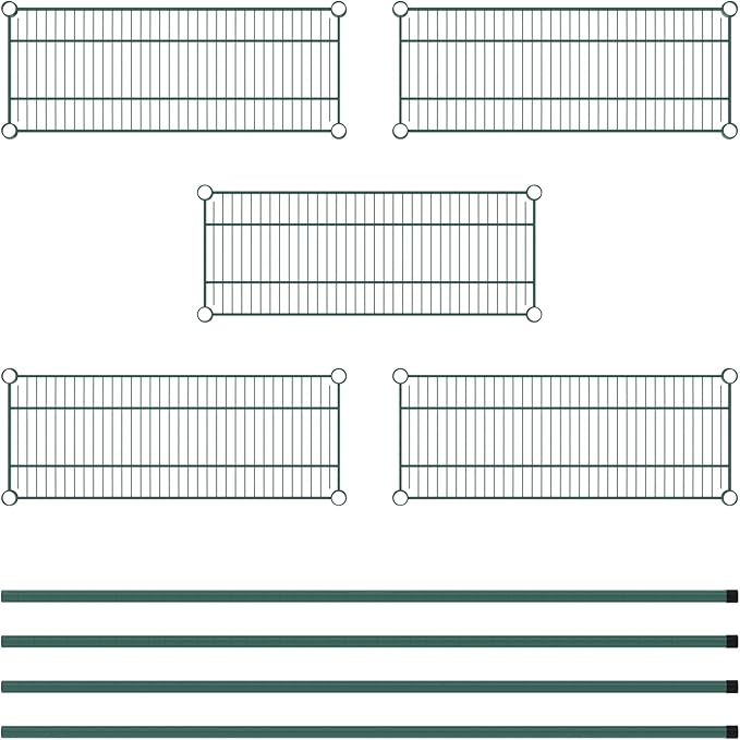 Commercial NSF Listed Green Epoxy Stationary Wire Shelving Kit 12" x 30" x 64", with 5 Shelves Perfect for Warehouse, Walk-in Refrigerator, Freezer, Grocery Store, Restaurant, Dishroom