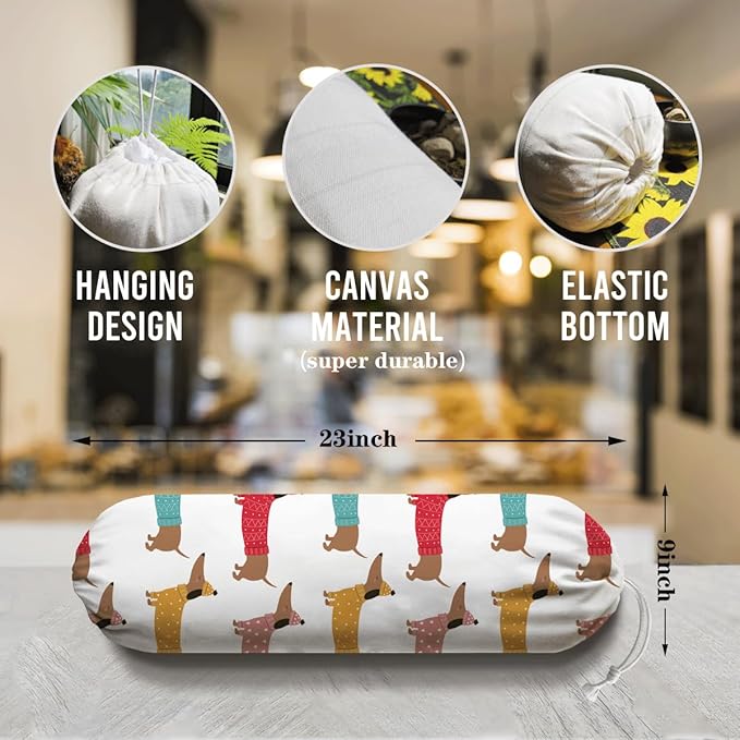 Cute Dogs Plastic Bag Holder, Reusable Shopping Bags Storage Dispenser, Lovely Dog Fabric Garbage Trash Bag Dispenser for Home Kitchen Pantry Cabinet, Wall Mount, Women Gifts