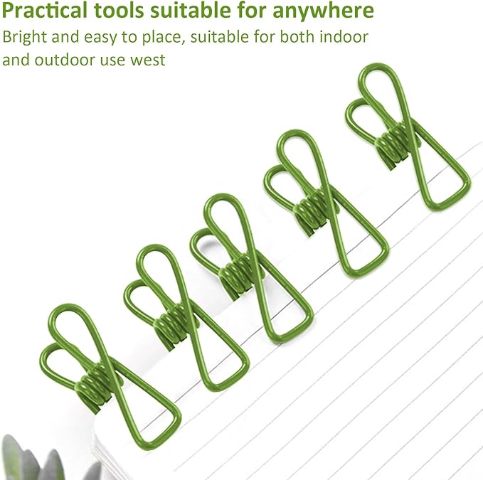 Multipurpose Metal Bag Clips - 2 Inch Colorful Sealer for Sealing Food, Paper Holder, Clothesline Clip for Laundry Hanging, Kitchen Bags (Grass Green, 10PCS)