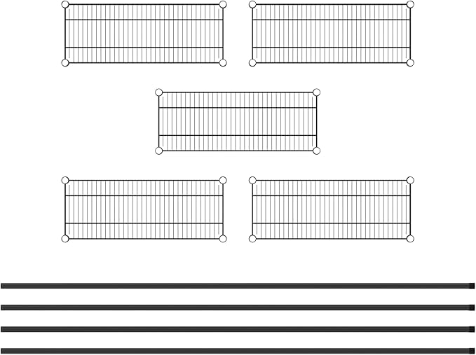 Commercial NSF Listed Black Epoxy Stationary Wire Shelving Kit 12" x 30" x 86", with 5 Shelves Perfect for Warehouse, Walk-in Refrigerator, Freezer, Grocery Store, Restaurant, Dishroom