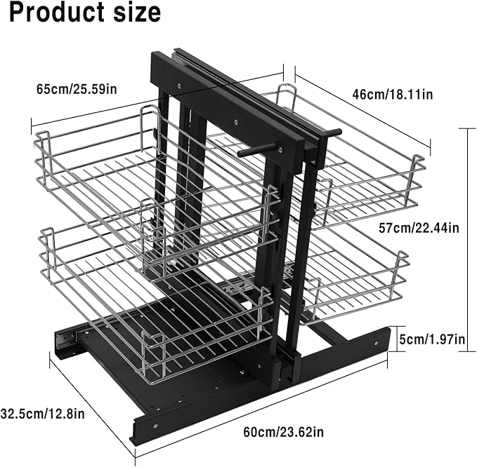 Blind Corner Cabinet Pull Out Home Kitchen Slide Out Storage Organizer Corner Pull-Out Basket Widen Cabinet Organizer Double-Layer Bowls Storage Shelf
