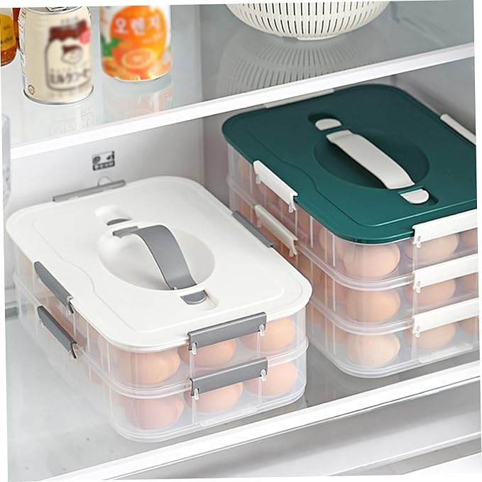 Lawnrden Container Sets, Deviled Egg Carrier 2-Layer Plastic Clear Deviled Egg Tray with Lid & Handle & Buckle Thickened 36 Holder for Fridge, Travel, Party
