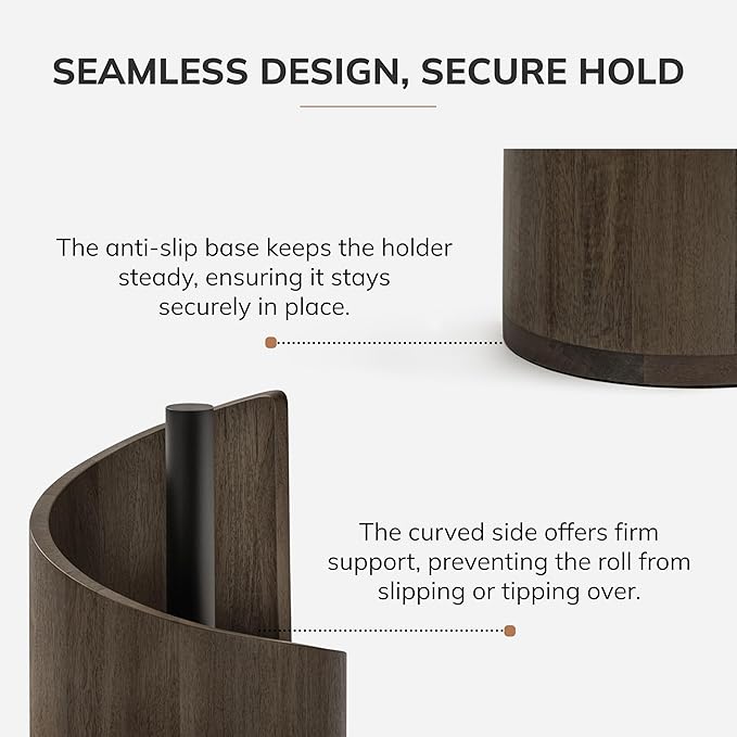 Anji Mountain Paper Towel Holder Countertop with Mango Wood Round Base and Iron Holder,Holder Stand for Kitchen Roll Organize,Wooden Paper Towel Holder for Kitchen Dining Table Home Decor