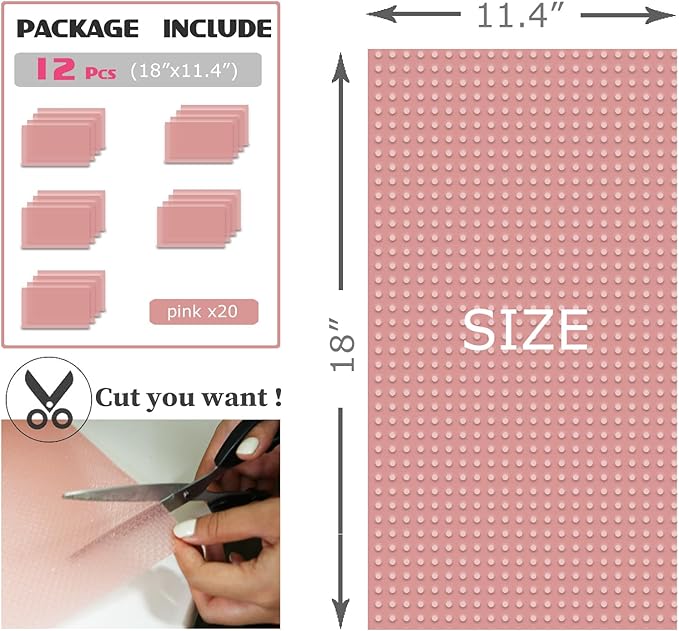 Rwotlls 8Pcs Refrigerator Liners, Washable Fridge Liner Mats Covers Pads for Glass Shelf Cupboard Cabinet Drawer Home Kitchen Accessories Organization (Pink)