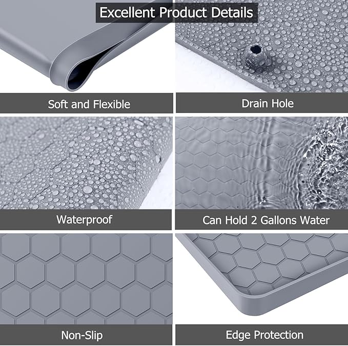 Under Sink Mat - 34" x 22" Waterproof Under Sink Kitchen Cabinet Mat with Drain Hole,Kitchen Bathroom Cabinet Floors Mat,Silicone Under Sink Mat,Flexible Under Sink Mats
