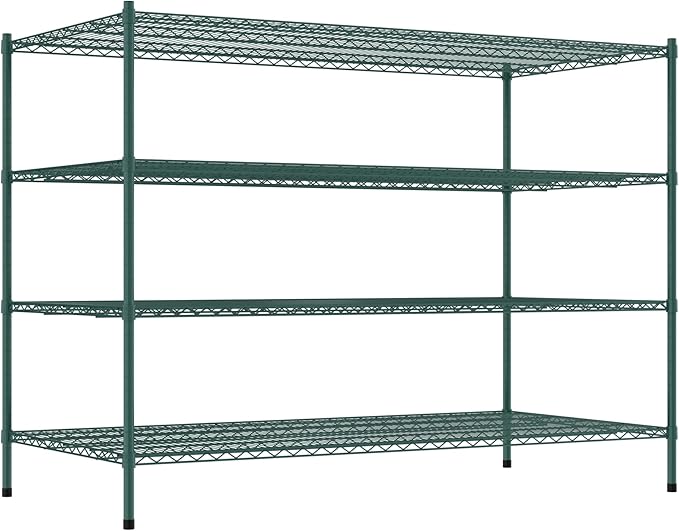 Commercial NSF Listed Green Epoxy Stationary Wire Shelving Kit 36" x 72" x 54", with 4 Shelves Perfect for Warehouse, Walk-in Refrigerator, Freezer, Grocery Store, Restaurant, Dishroom