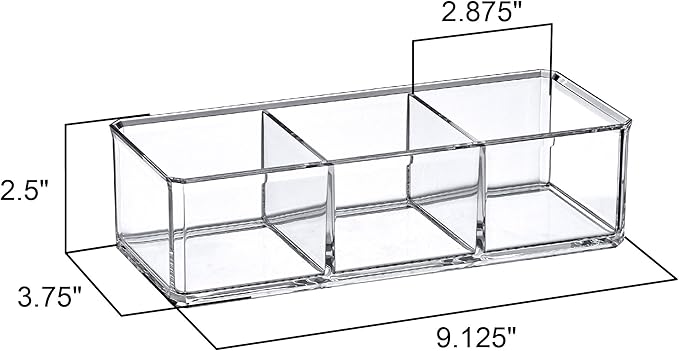 Amazing Abby - SereniTEA - 2-Pack Acrylic 3-Compartment Tea Bag Organizer, Clear Plastic Tea Box, 3-Slot Tea Chest, Perfect Tea Storage Solution for Kitchen Cabinet, Countertop, Pantry, and More