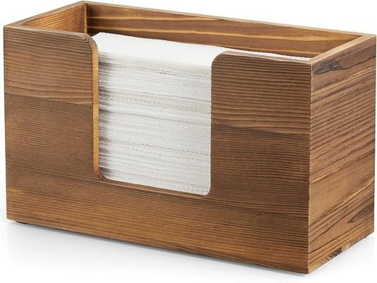 Paper Towel Dispenser Countertop, Burnt Wood Bathroom Paper Towel Holder, Napkin Holder for Kitchen, Countertop Multifold C-Fold, Z-Fold, Trifold Paper Hand Towel Dispenser for Bathroom Toilet