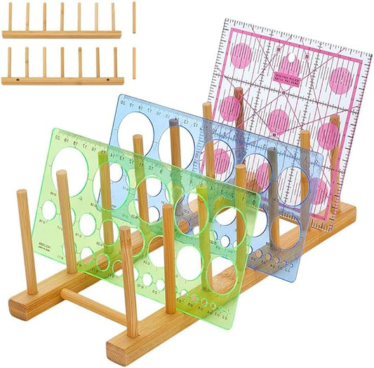 Quilting Ruler Holder Stand Organizer Dish Rack Holders Plate Rack Kitchen Cabinet Organizer Vertical Drainer Stand for Ruler Guides Templates Quilters Bowl Cup Cutting Board