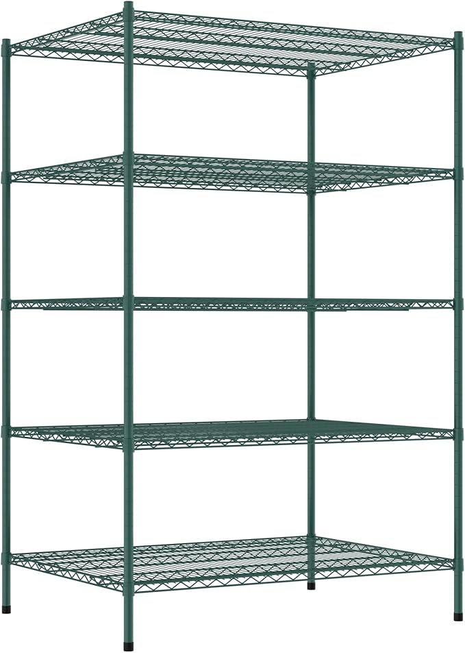 Commercial NSF Listed Green Epoxy Stationary Wire Shelving Kit 36" x 48" x 74", with 5 Shelves Perfect for Warehouse, Walk-in Refrigerator, Freezer, Grocery Store, Restaurant, Dishroom