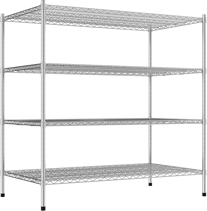 Commercial NSF Listed Chrome Stationary Wire Shelving Kit 30" x 54" x 54", with 4 Shelves Perfect for Warehouse, Walk-in Refrigerator, Freezer, Grocery Store, Restaurant, Dishroom